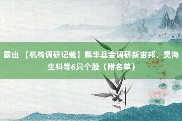 露出 【机构调研记载】鹏华基金调研新宙邦、昊海生科等6只个股（附名单）