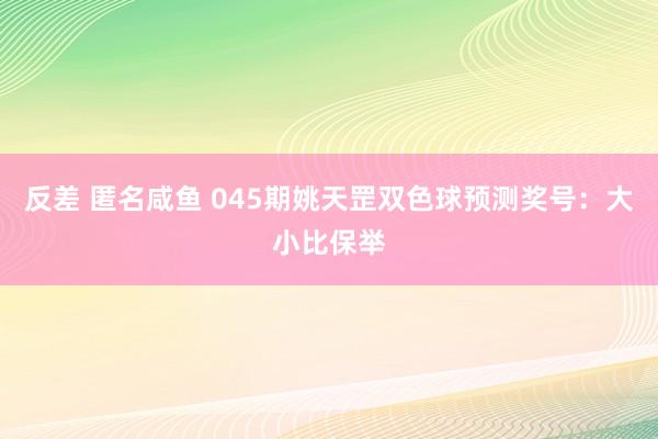 反差 匿名咸鱼 045期姚天罡双色球预测奖号：大小比保举
