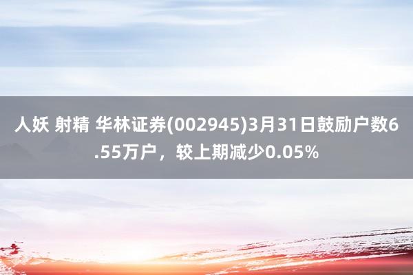 人妖 射精 华林证券(002945)3月31日鼓励户数6.55万户，较上期减少0.05%