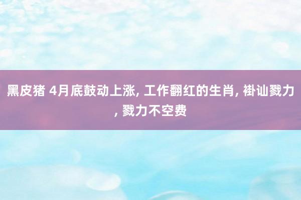 黑皮猪 4月底鼓动上涨， 工作翻红的生肖， 褂讪戮力， 戮力不空费